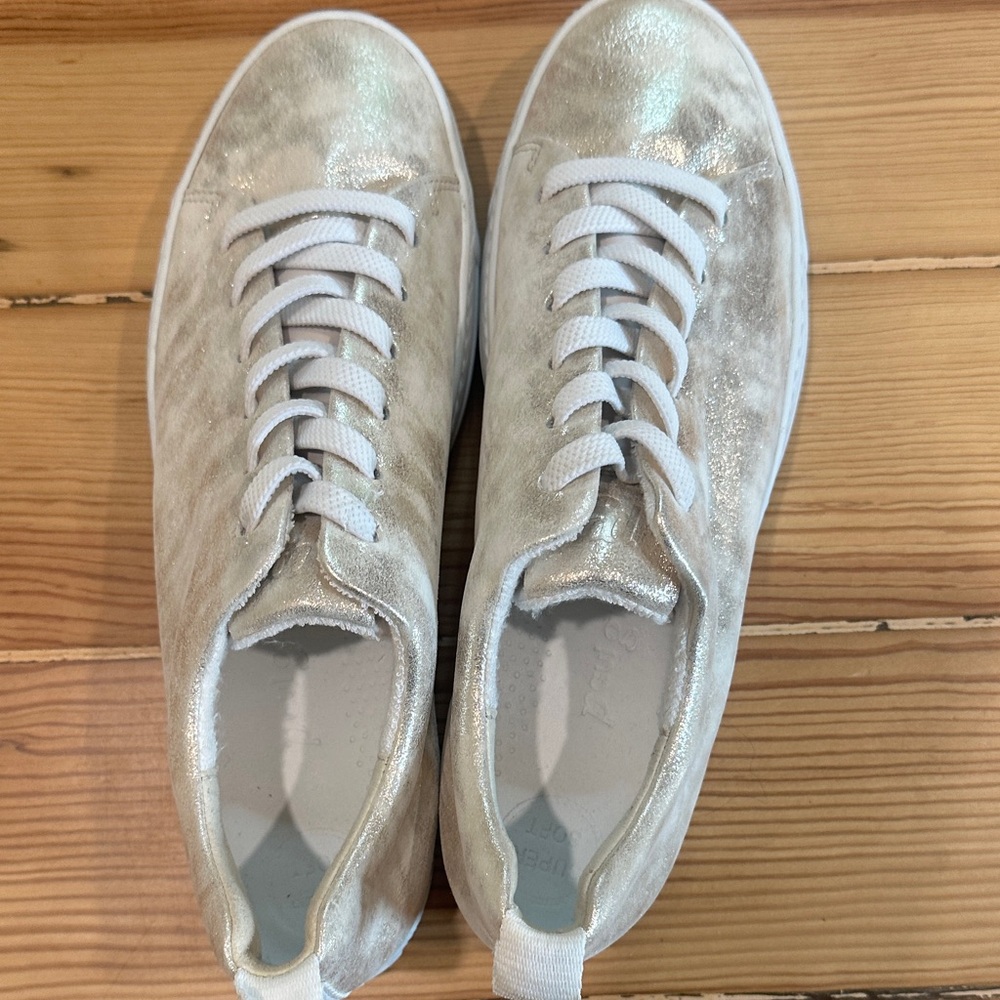 Paul Green Metallic White Sneakers